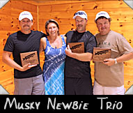 Musky Newbie Trio  - Matt Trypuc, Greeter Wanda Hase, John Wilke, Dave Wenzel