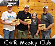 C&R Musk Club 2023 John Olson, Scott Williams, Kurt Brasser, Greeter Annie Featherstone